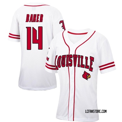 Women's George Baker Louisville Cardinals Replica Colosseum /Red Free Spirited Baseball Jersey - White